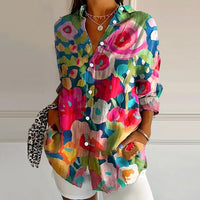 Artistic Floral Splash Blouse Contemporary Chic Shirt