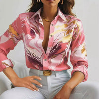 Women’s Abstract Marble Swirl Blouse Chic Office to Evening Top