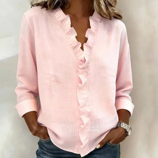 Ruffle Trim Casual Blouse Effortless Chic