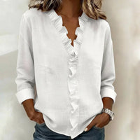 Ruffle Trim Casual Blouse Effortless Chic