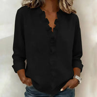 Ruffle Trim Casual Blouse Effortless Chic