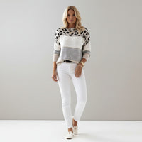 Viola | Color Block Leopard Print Knit Sweater for Effortless Style and Comfort 2