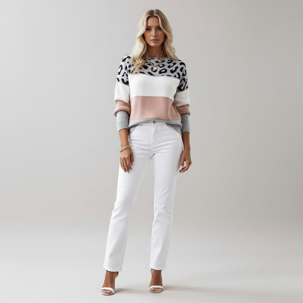 Zafira | Chic Leopard Knit Sweater with Soft Feel