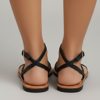 | Women’s Strappy Flat Sandals with Ankle Strap