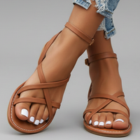 | Women’s Strappy Flat Sandals with Ankle Strap