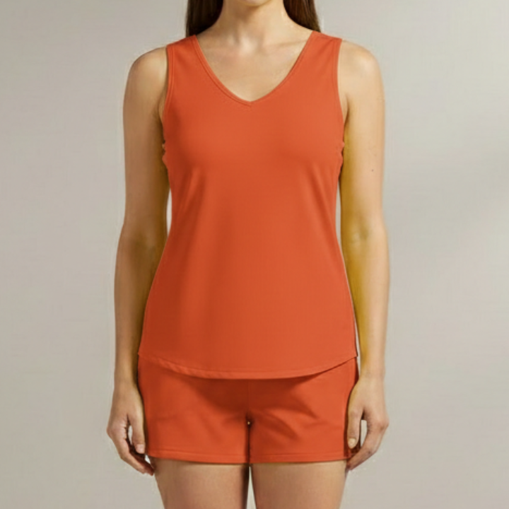 | Women’s Two Piece Set with Sleeveless Tunic and Shorts