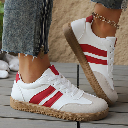 Zoe | Retro Leather Sneakers with Suede Accents and Cushioned Comfort 0