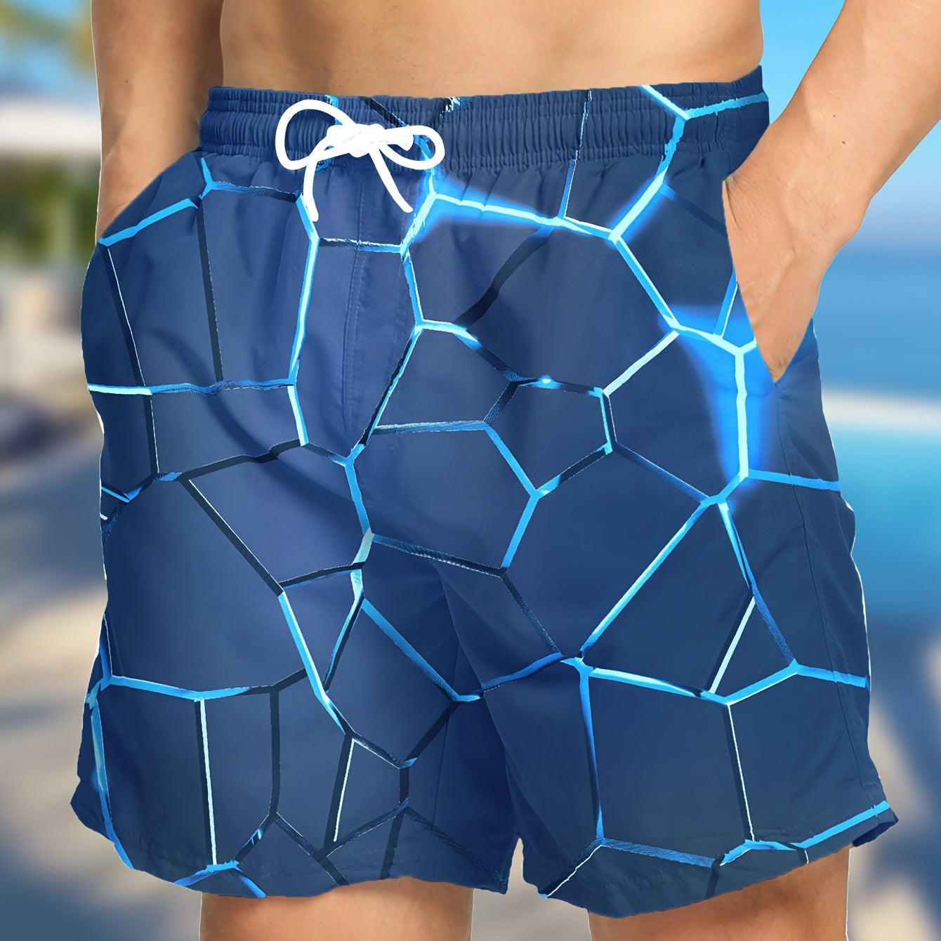 Tropical Board Shorts for Men Drawstring Lightweight Swimwear