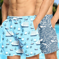 Tropical Board Shorts for Men Drawstring Lightweight Swimwear