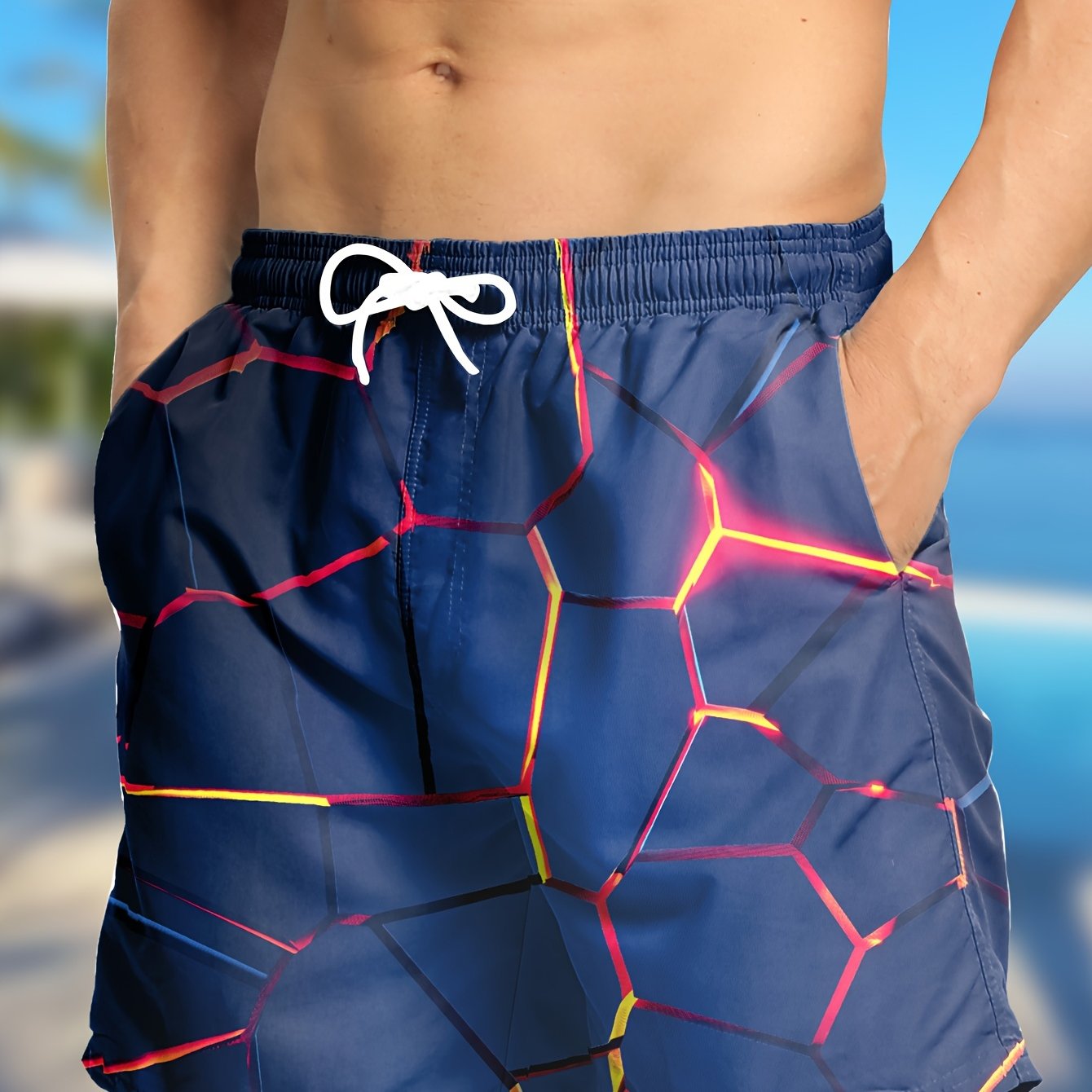 Tropical Board Shorts for Men Drawstring Lightweight Swimwear