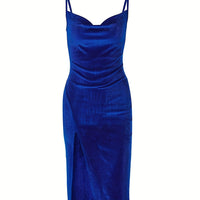 | Elegant Evening Dress Ruched Detail Sleeveless Design