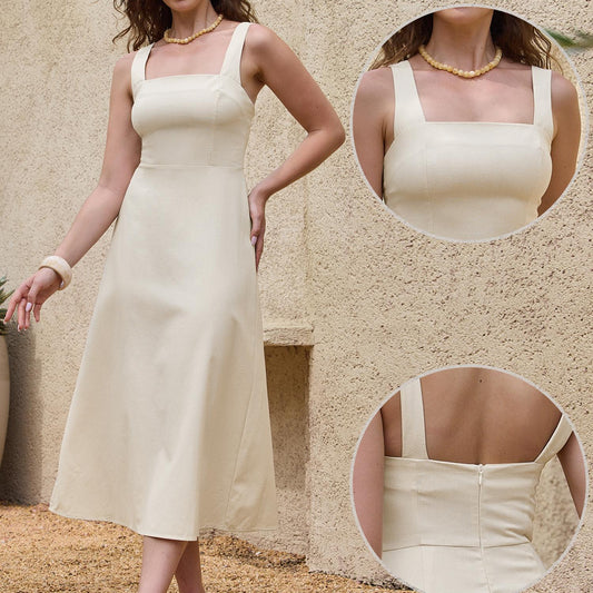 | Women’s Sleeveless Linen Midi Dress for Effortless Summer Days