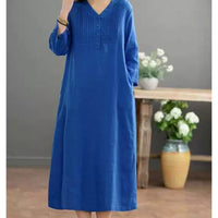 | Versatile Long Dress with Accordion Pleats and Breathable Linen Fabric