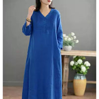 | Versatile Long Dress with Accordion Pleats and Breathable Linen Fabric