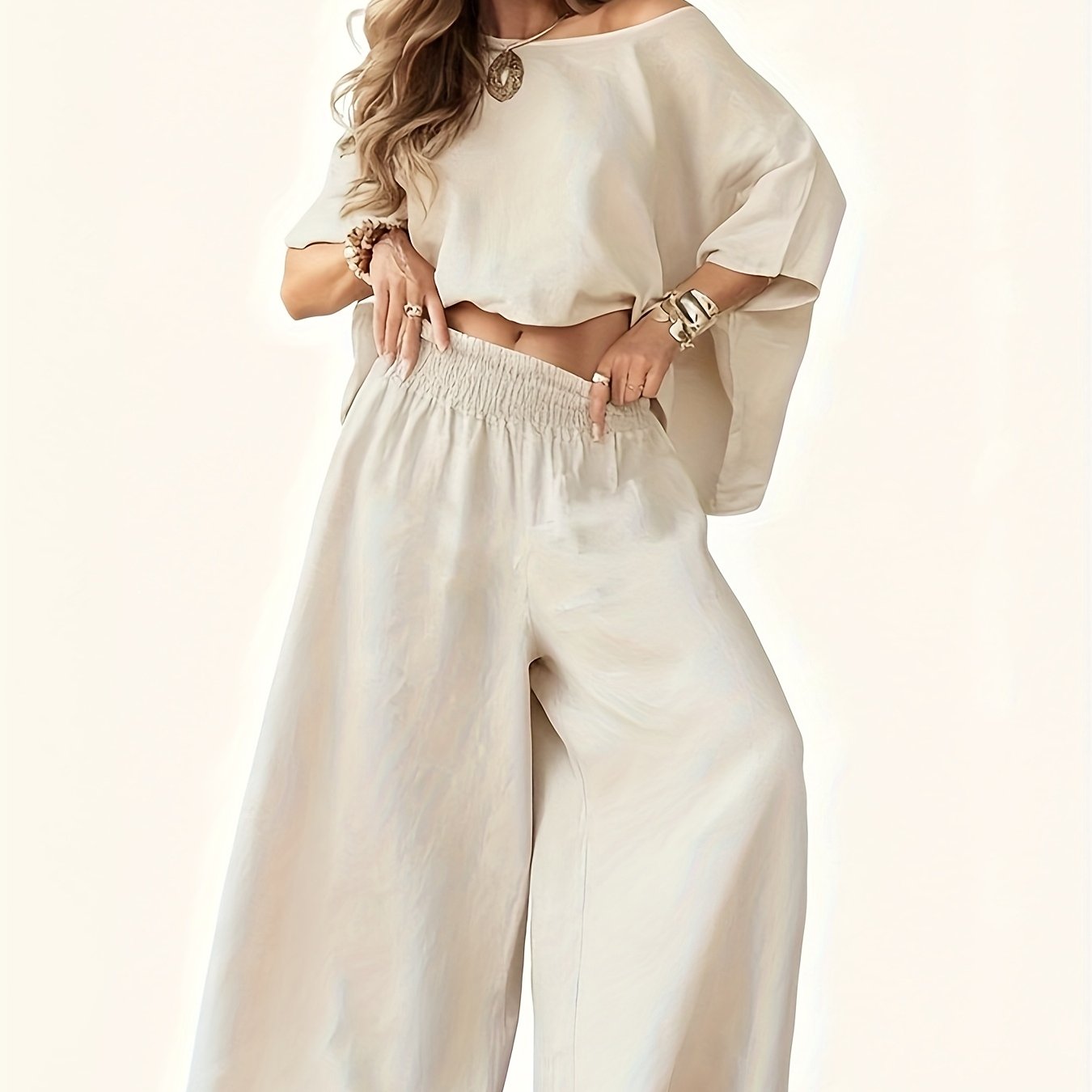 Women’s Casual Off-Shoulder Long Sleeve Top and Pants Set