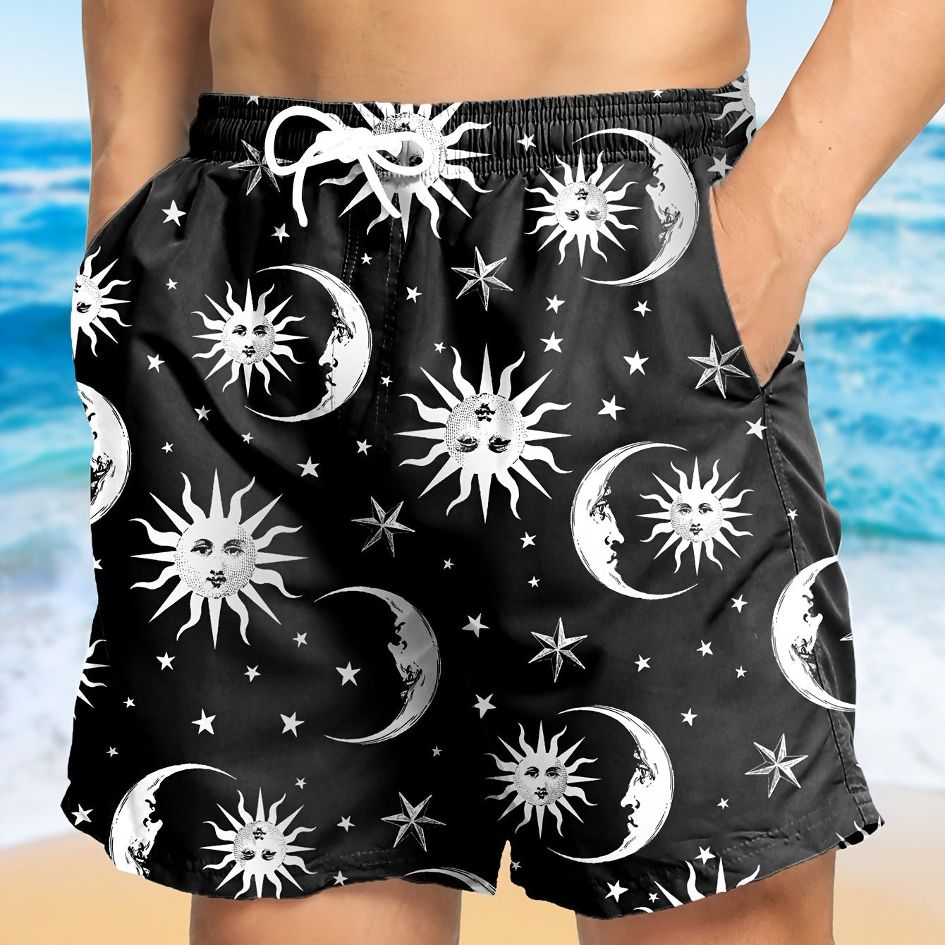Tropical Board Shorts for Men Drawstring Lightweight Swimwear
