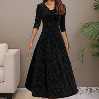 Long Sleeve Velvet Dress with Elegant Flow