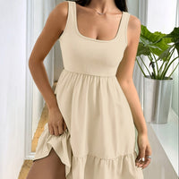 Ruffled Lychee Leaf Off-Shoulder Beach & Resort Dress for Women