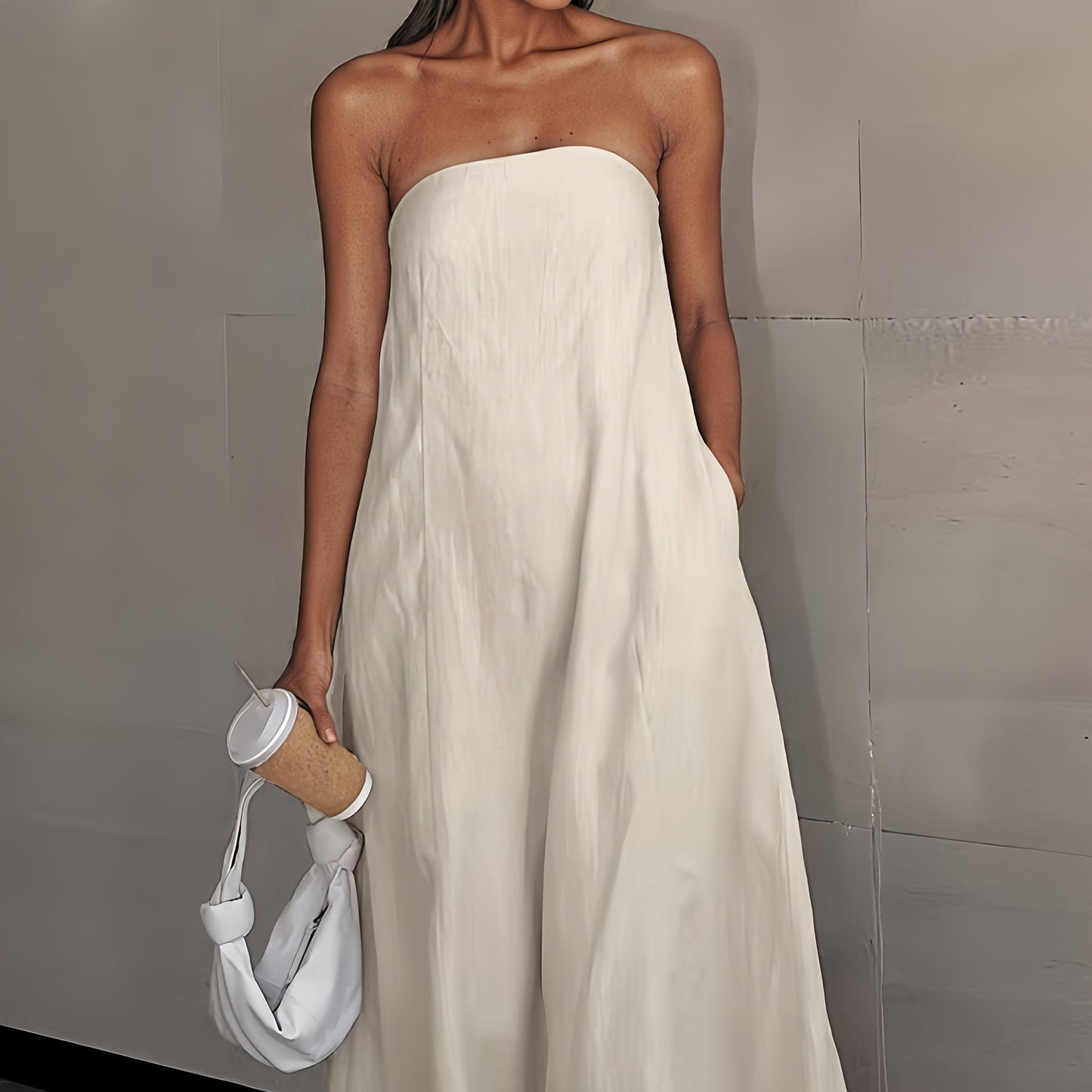 Elegant Backless Linen Dress, Women's High Waist Maxi, Summer Collection