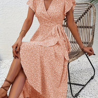 | Stylish Elegant V-Neck Dress Short-Sleeve Design