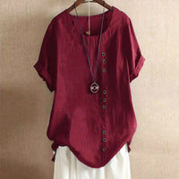 Women’s Summer Button Detail Casual Blouse Chic Everyday Top