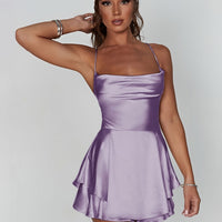 | Square Neck Backless Halter Neck Formal Dress