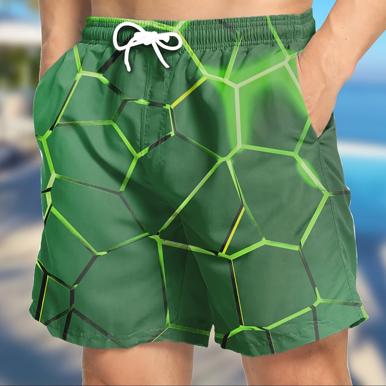 Tropical Board Shorts for Men Drawstring Lightweight Swimwear