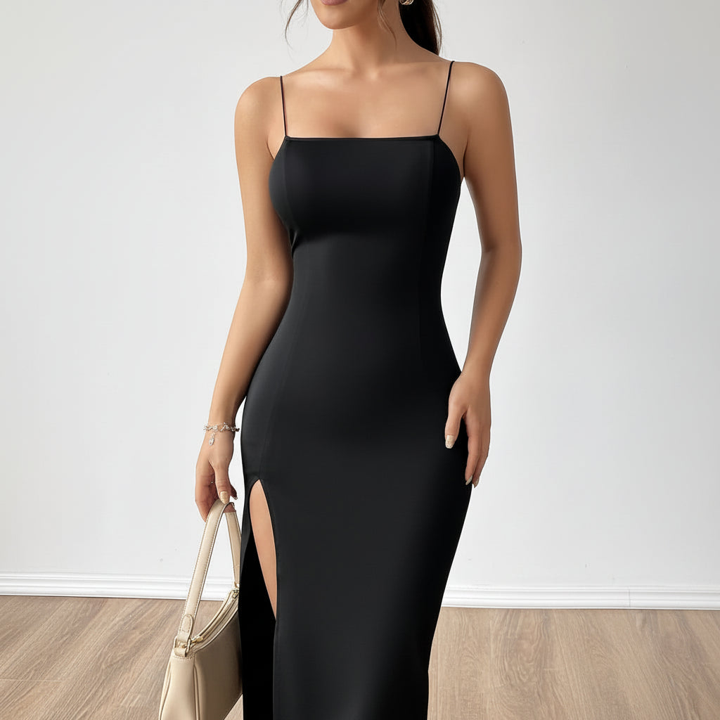 Refined Maxi Dress with Slim Straps