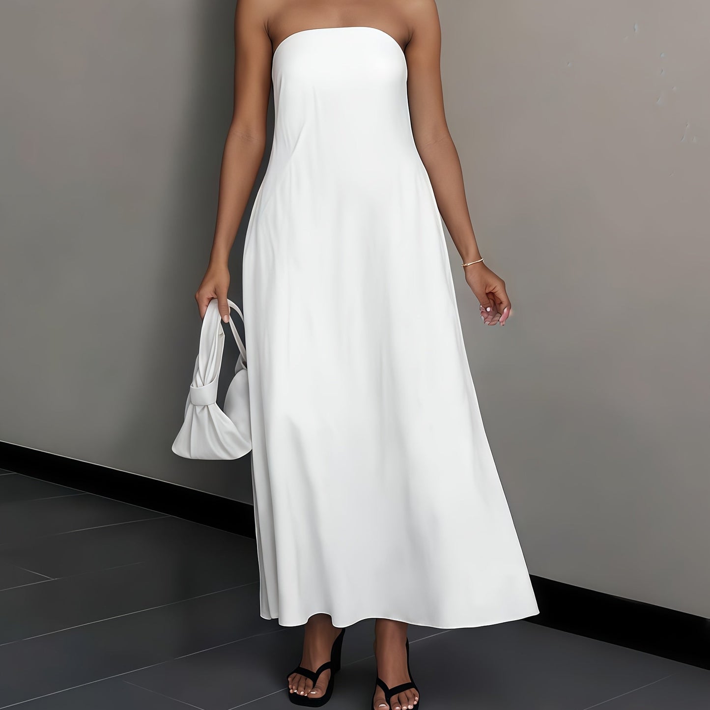 Elegant Backless Linen Dress, Women's High Waist Maxi, Summer Collection