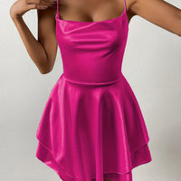 | Square Neck Backless Halter Neck Formal Dress