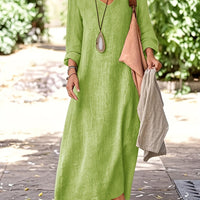 Women’s Elegant V-Neck Long Sleeve Maxi Dress