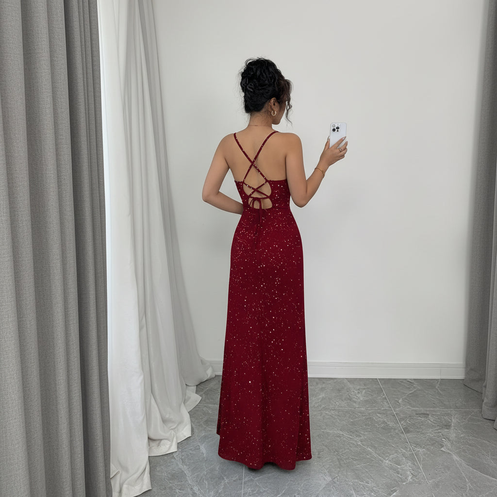 Glittering Maxi Dress with Timeless Appeal