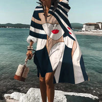 Casual Printed Shirt Midi Dress