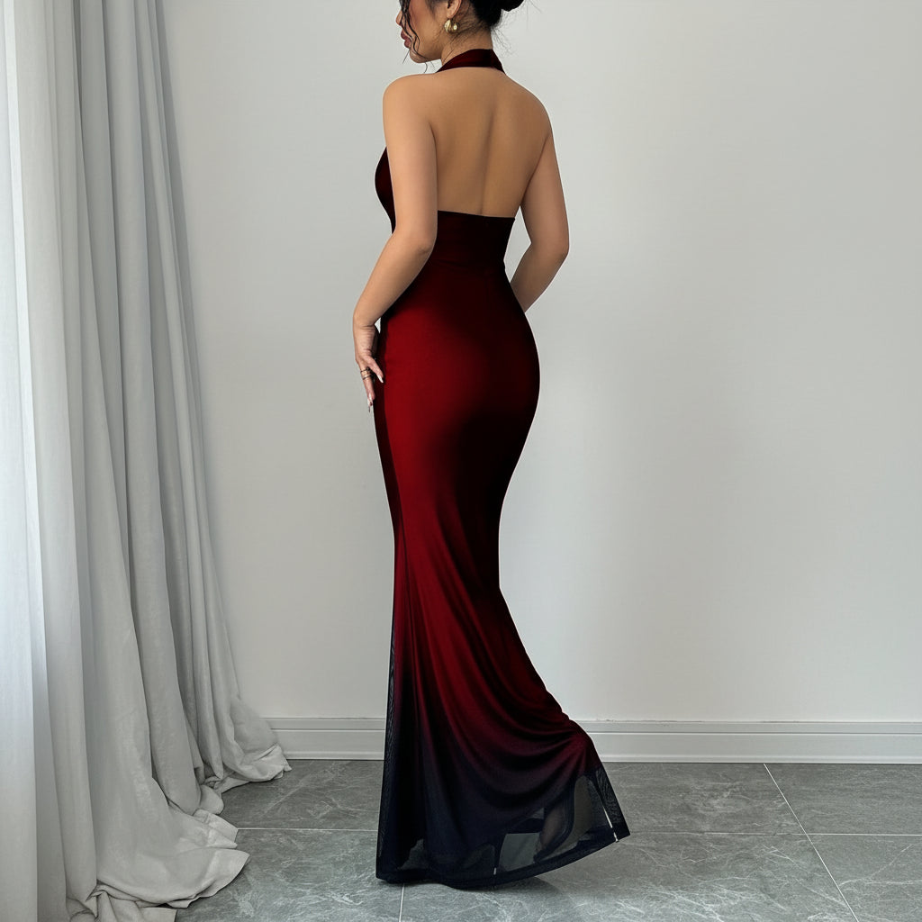 Long Backless Prom Gown with Refined Shape