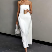 Elegant Backless Linen Dress, Women's High Waist Maxi, Summer Collection