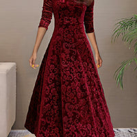 Long Sleeve Velvet Dress with Elegant Flow