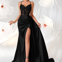 Women’s Elegant Backless V-Neck Dress with Embroidery and High-Waisted Silhouette, Perfect for Parties