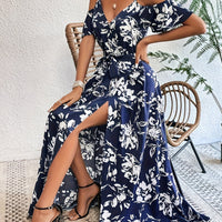 Sleeveless Floral Midi Dress with Side Slit