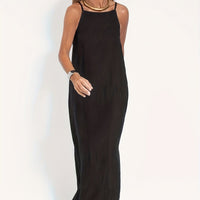 | Linen Spaghetti Strap Dress Relaxed Beach Everyday Wear