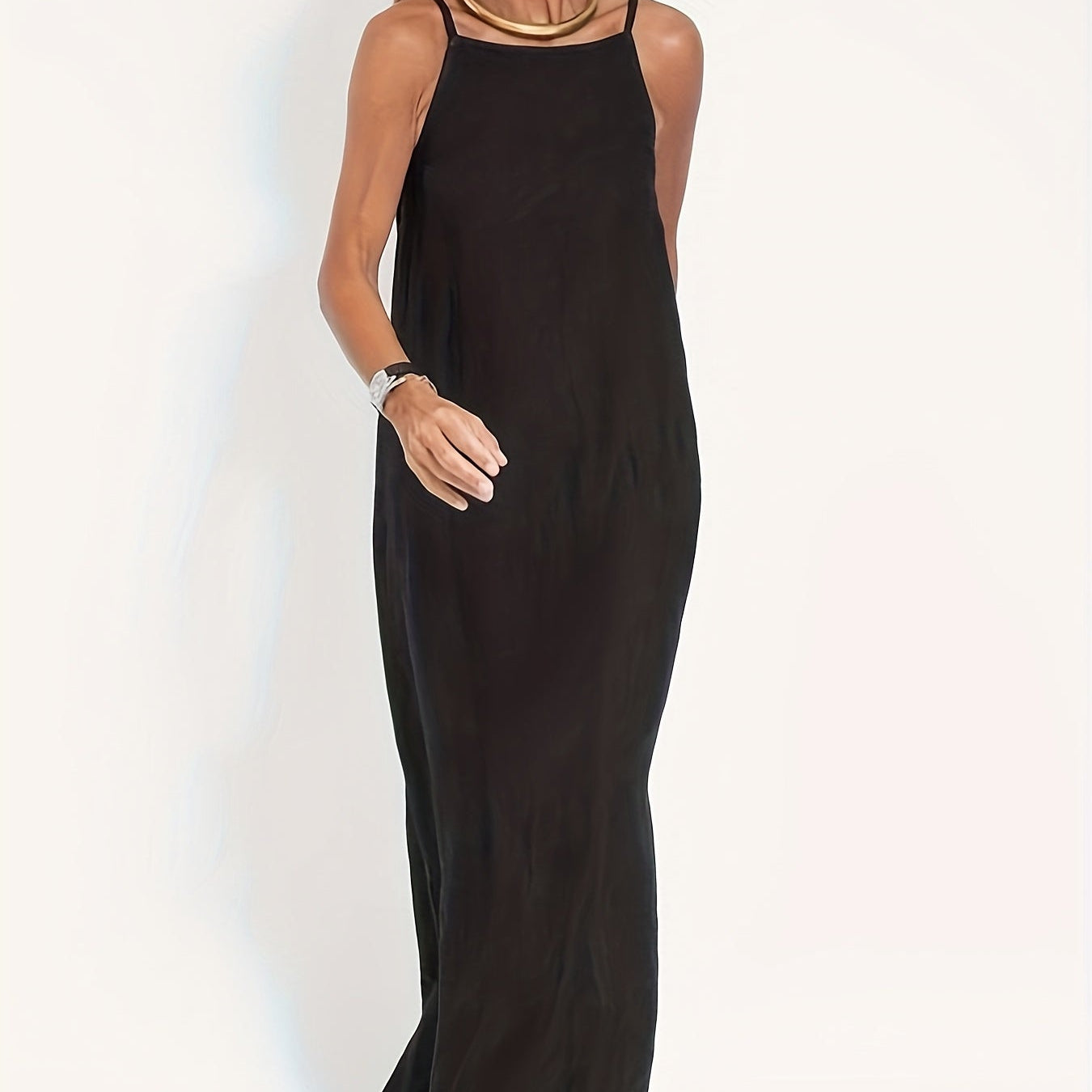 | Linen Spaghetti Strap Dress Relaxed Beach Everyday Wear