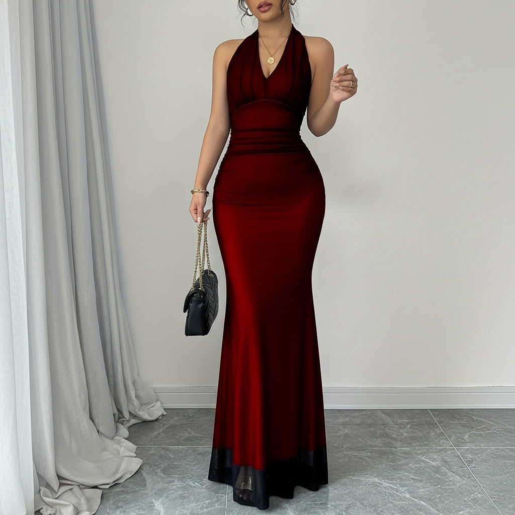 Long Backless Prom Gown with Refined Shape