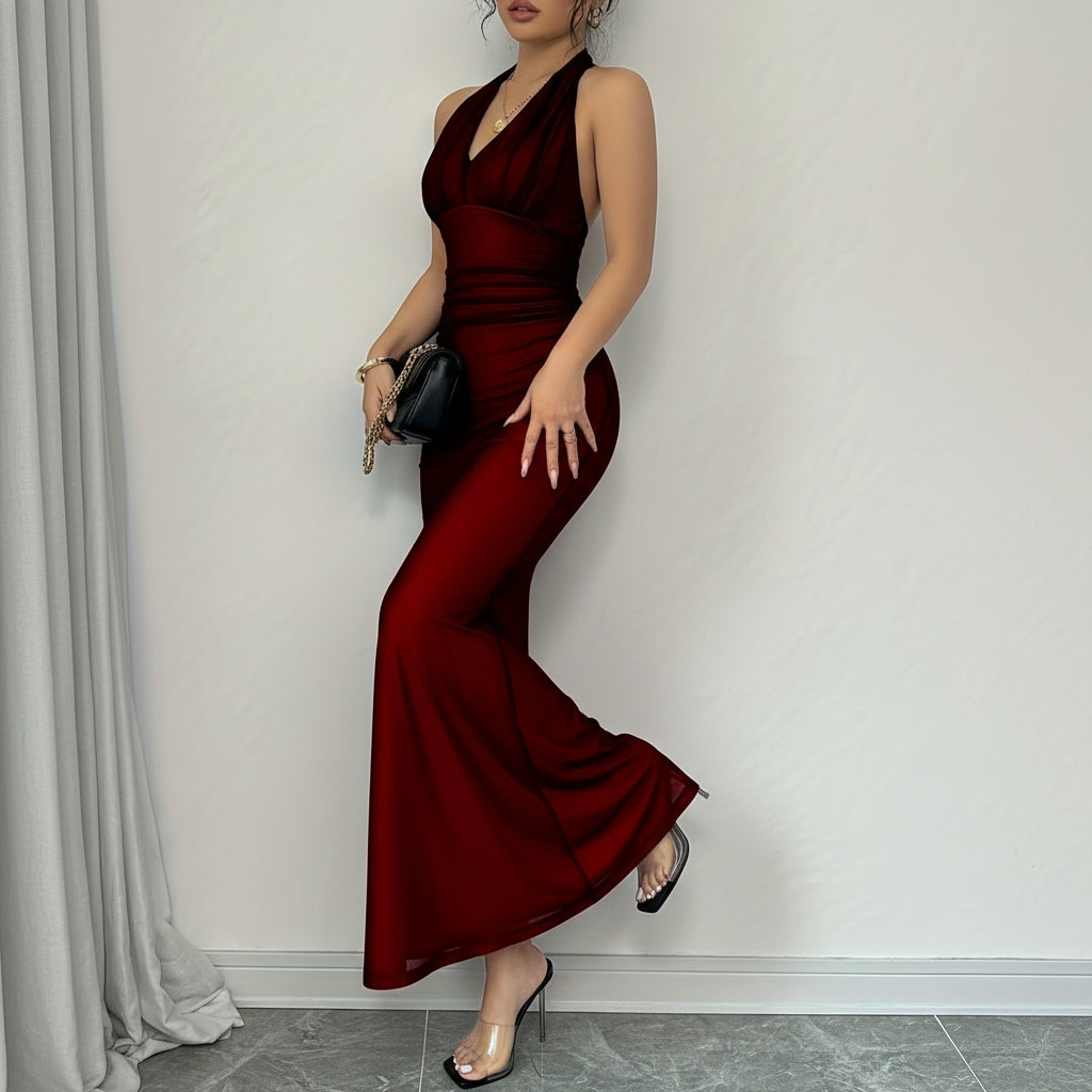 Long Backless Prom Gown with Refined Shape