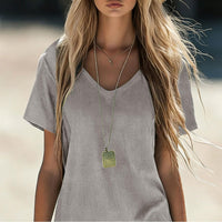 Comfortelle | Breathable Solid V-Neck Casual Dress with Pocket Detail