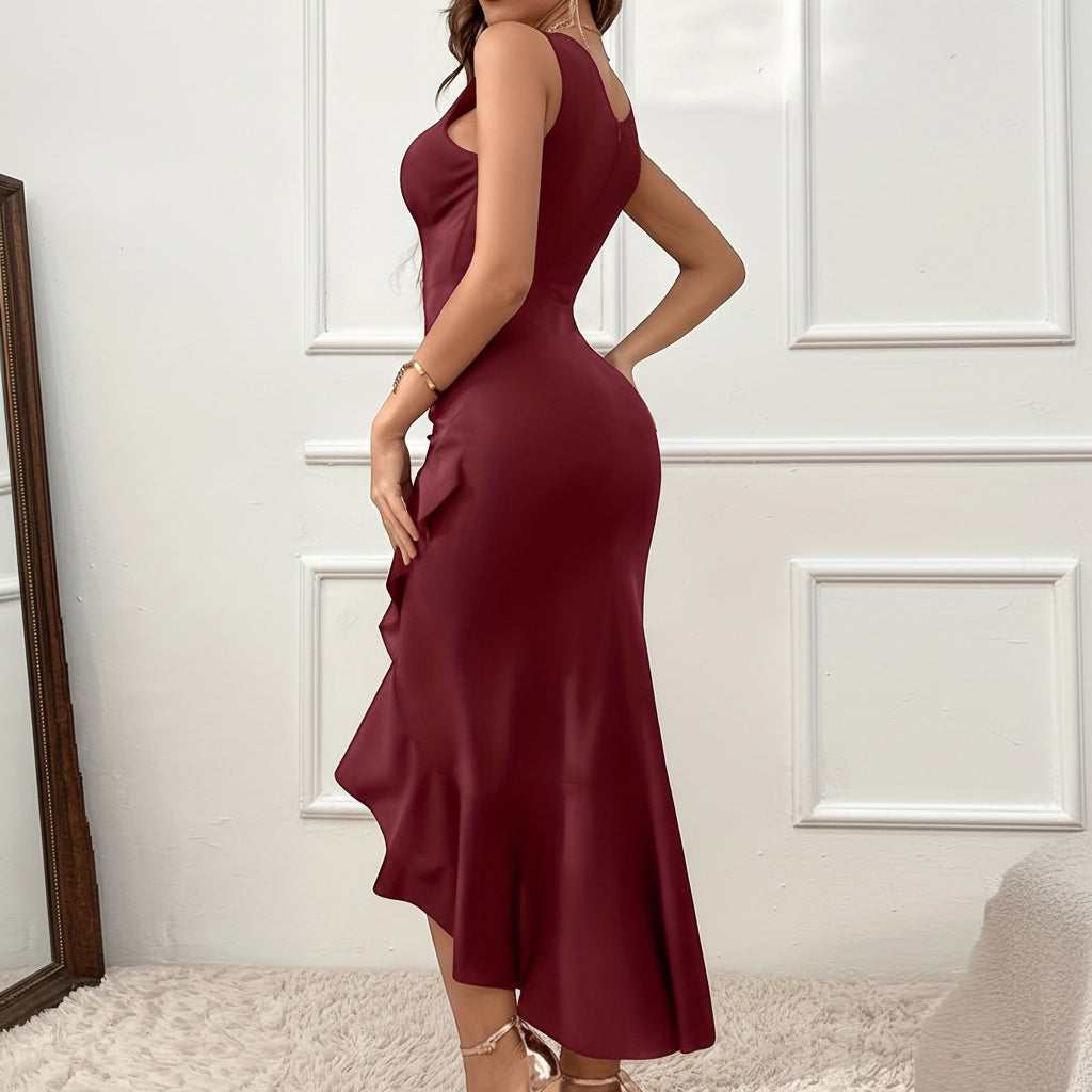 Refined High Slit Bodycon Dress