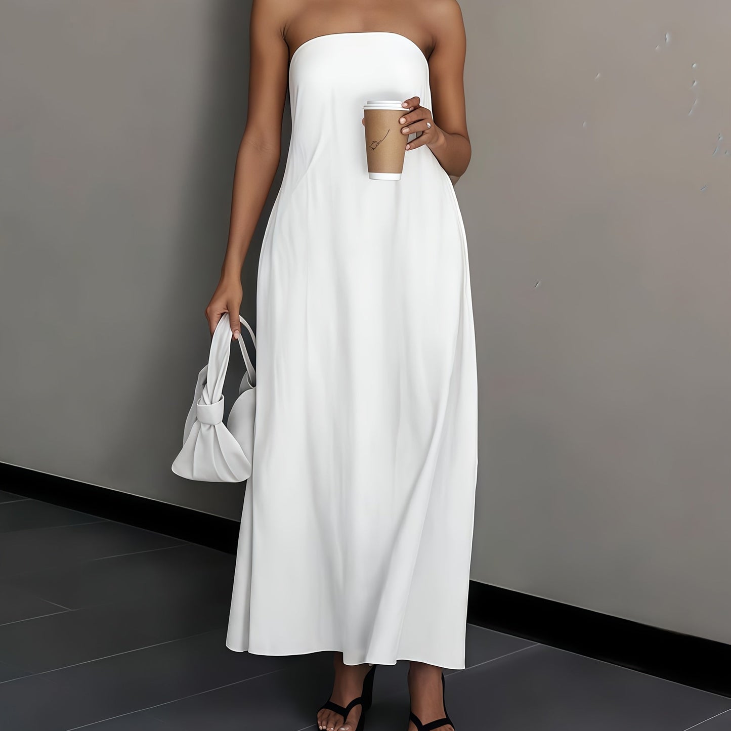 Elegant Backless Linen Dress, Women's High Waist Maxi, Summer Collection