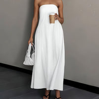 Elegant Backless Linen Dress, Women's High Waist Maxi, Summer Collection