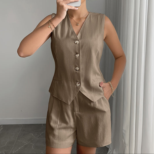 Chloe | Women’s Elegant Casual Vest and Shorts Set