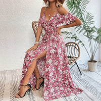 Sleeveless Floral Midi Dress with Side Slit