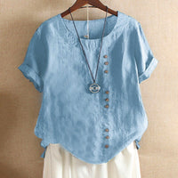 Women’s Summer Button Detail Casual Blouse Chic Everyday Top