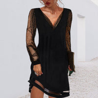 Women’s Elegant Evening Dress with Sheer Sleeves